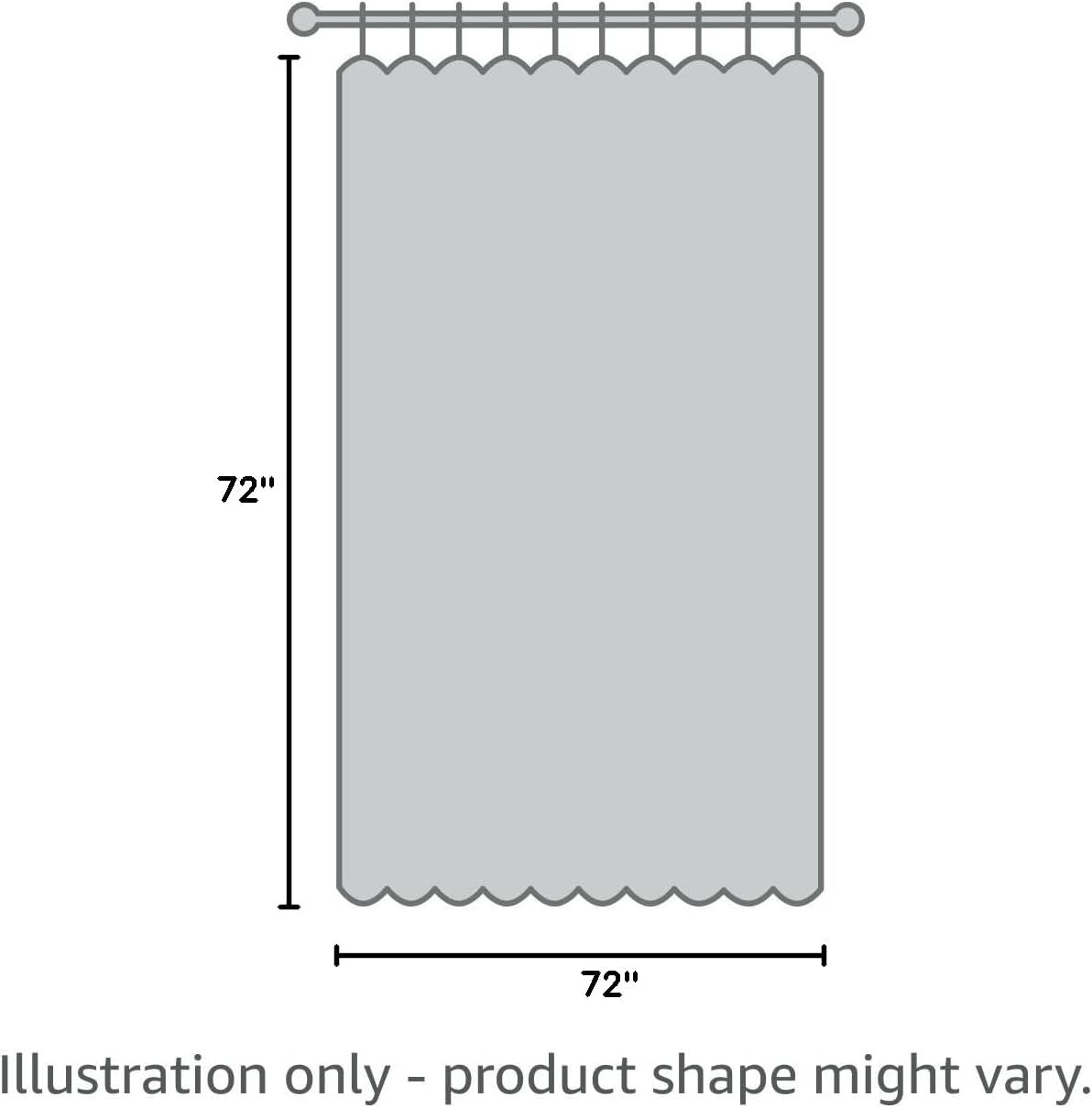 Amazon Basics Water Resistant 8-Gauge PEVA Shower Curtain Liner with Rust-Proof Metal Grommets and Plastic Hooks, 72"L x 72"W, Clear