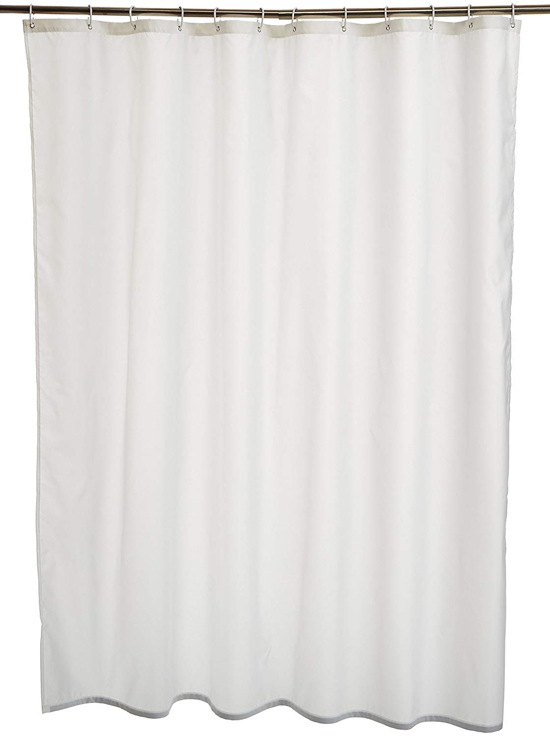 Amazon Basics Water Resistant 8-Gauge PEVA Shower Curtain Liner with Rust-Proof Metal Grommets and Plastic Hooks, 72"L x 72"W, Clear