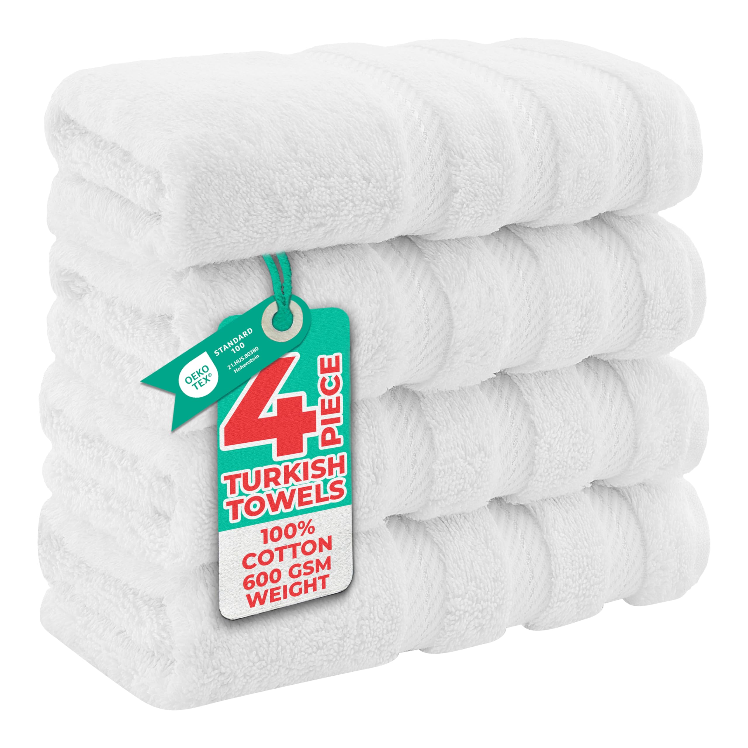 American Soft Linen Luxury 4 Piece Bath Towel Set, 600 GSM 100% Cotton Turkish Bath Towels for Bathroom, 27x54 in Large Bathroom Shower Towels, Dark Gray