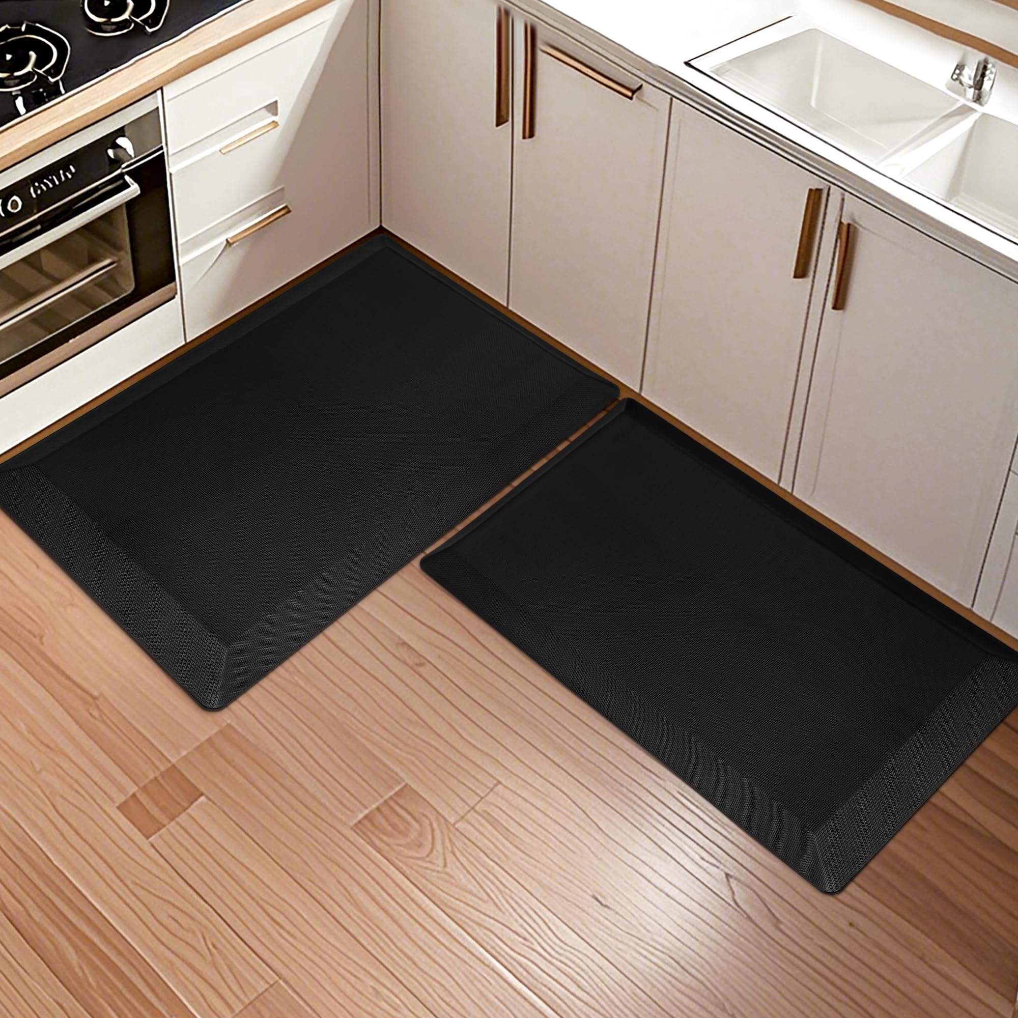 Anti Fatigue Kitchen Mats for Floor, 9/10 Extra Thick Cushioned Standing Desk Mat, Comfort Memory Foam Ergonomic Kitchen Rugs and Mats Non-Slip Waterproof for Office, Kitchen, Sink, 20" x 32"