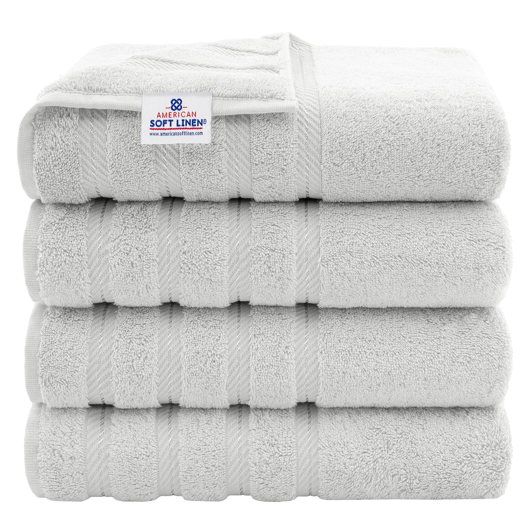 American Soft Linen Luxury 4 Piece Bath Towel Set, 600 GSM 100% Cotton Turkish Bath Towels for Bathroom, 27x54 in Large Bathroom Shower Towels, Dark Gray