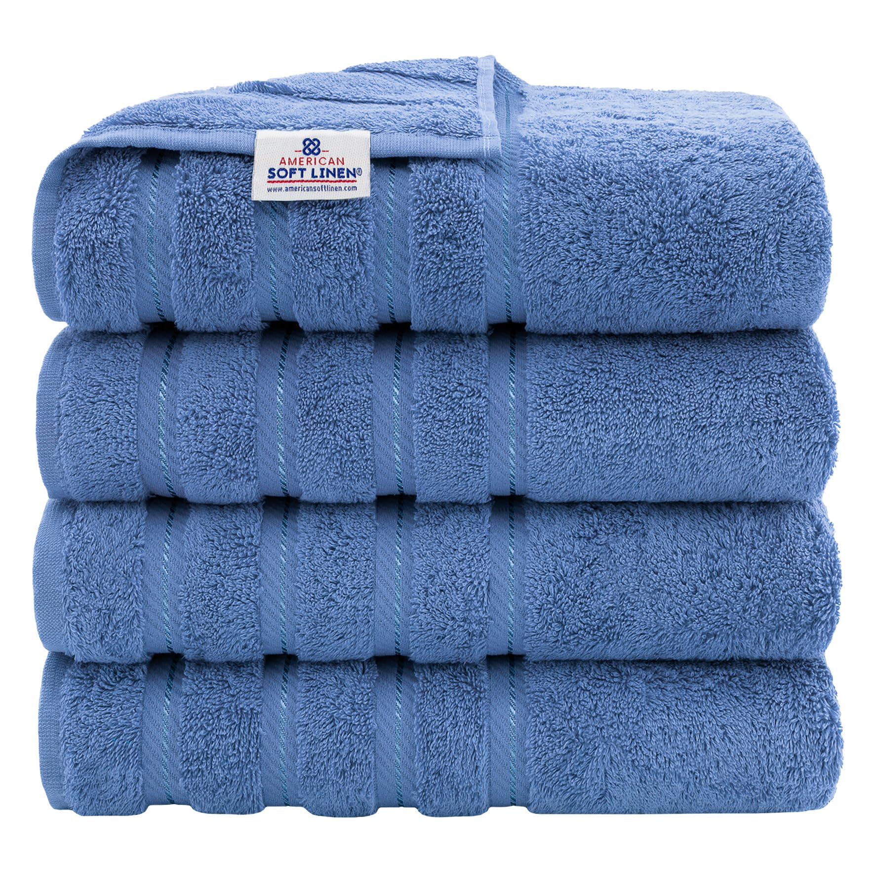 American Soft Linen Luxury 4 Piece Bath Towel Set, 600 GSM 100% Cotton Turkish Bath Towels for Bathroom, 27x54 in Large Bathroom Shower Towels, Dark Gray