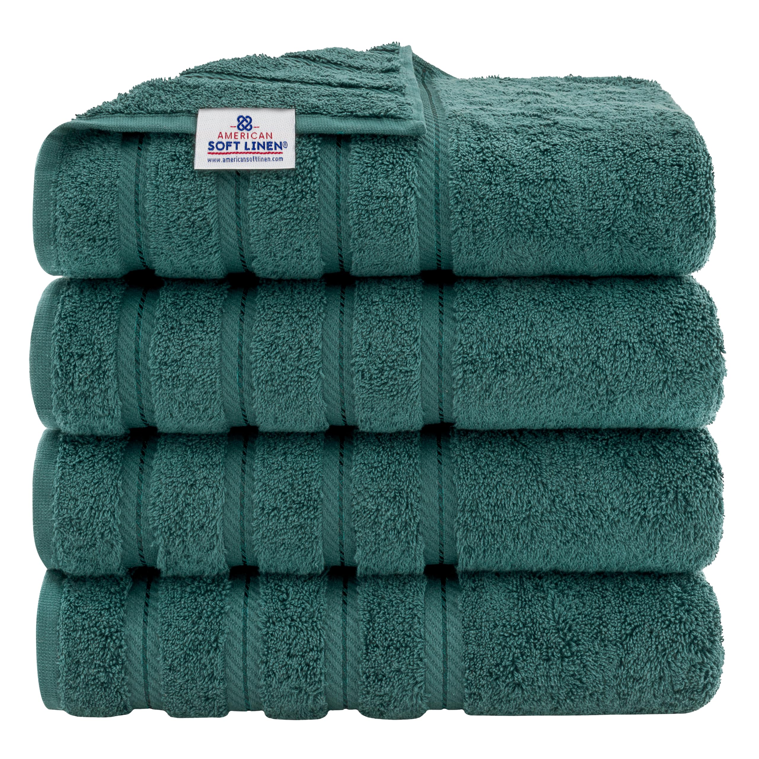 American Soft Linen Luxury 4 Piece Bath Towel Set, 600 GSM 100% Cotton Turkish Bath Towels for Bathroom, 27x54 in Large Bathroom Shower Towels, Dark Gray