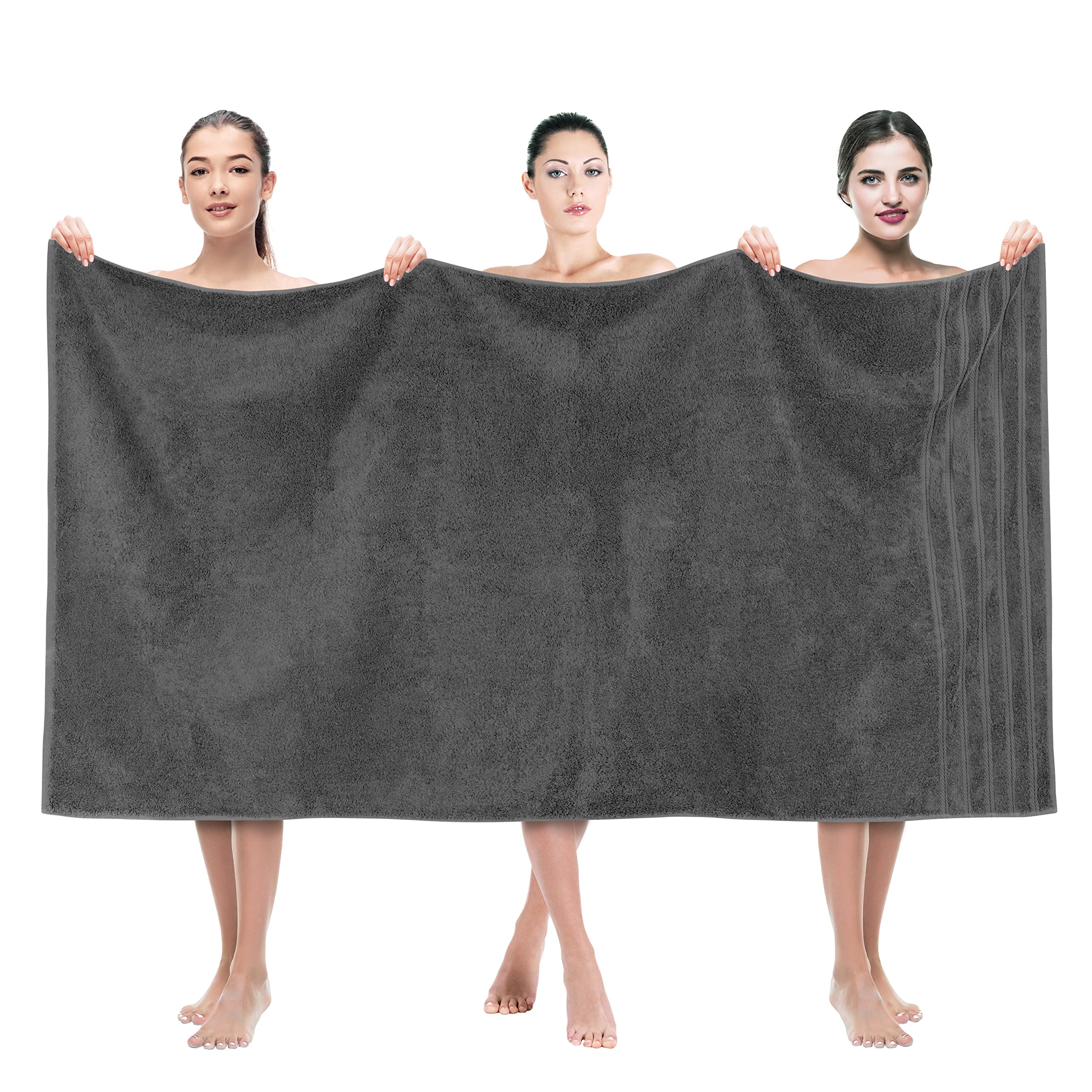 American Soft Linen Luxury 4 Piece Bath Towel Set, 600 GSM 100% Cotton Turkish Bath Towels for Bathroom, 27x54 in Large Bathroom Shower Towels, Dark Gray