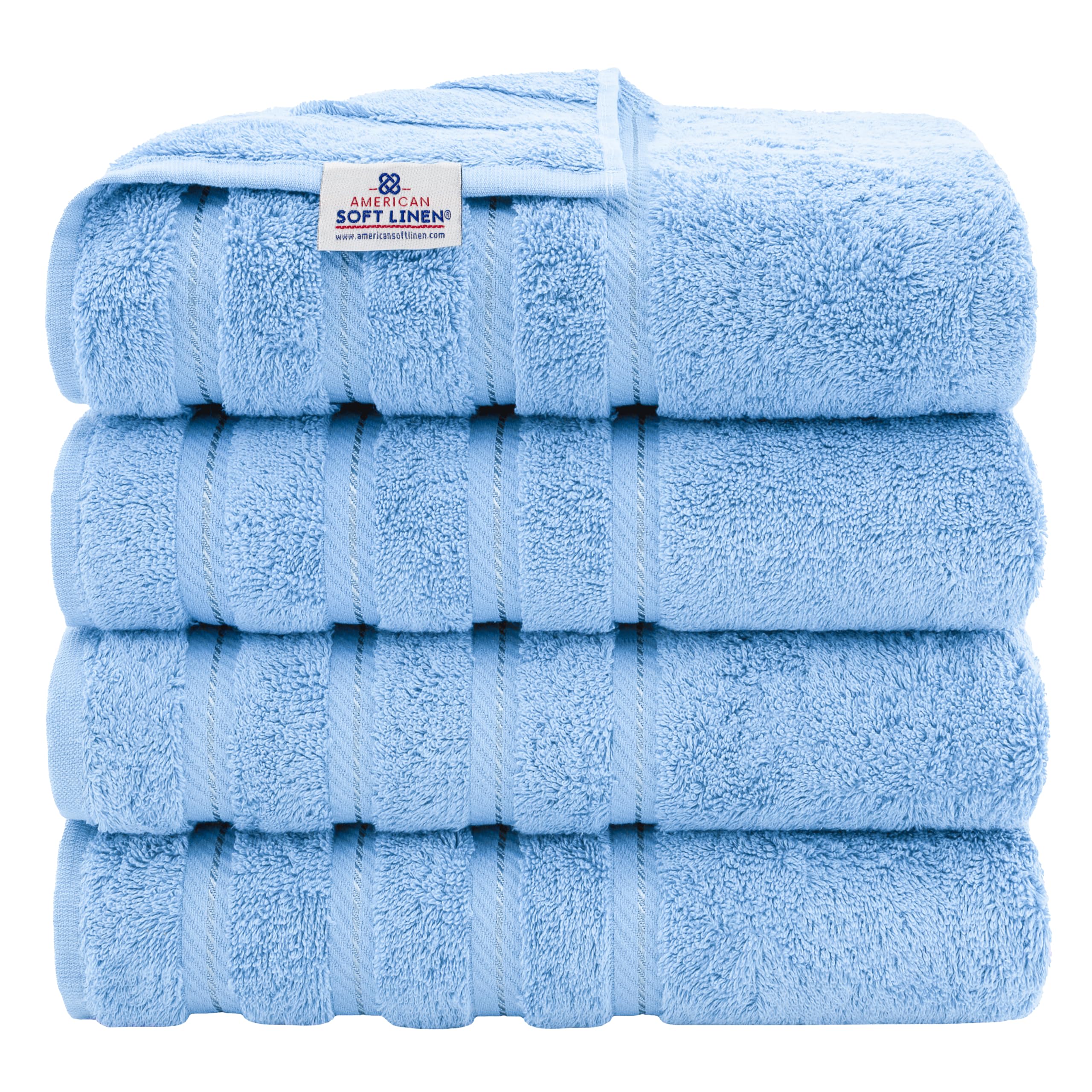 American Soft Linen Luxury 4 Piece Bath Towel Set, 600 GSM 100% Cotton Turkish Bath Towels for Bathroom, 27x54 in Large Bathroom Shower Towels, Dark Gray