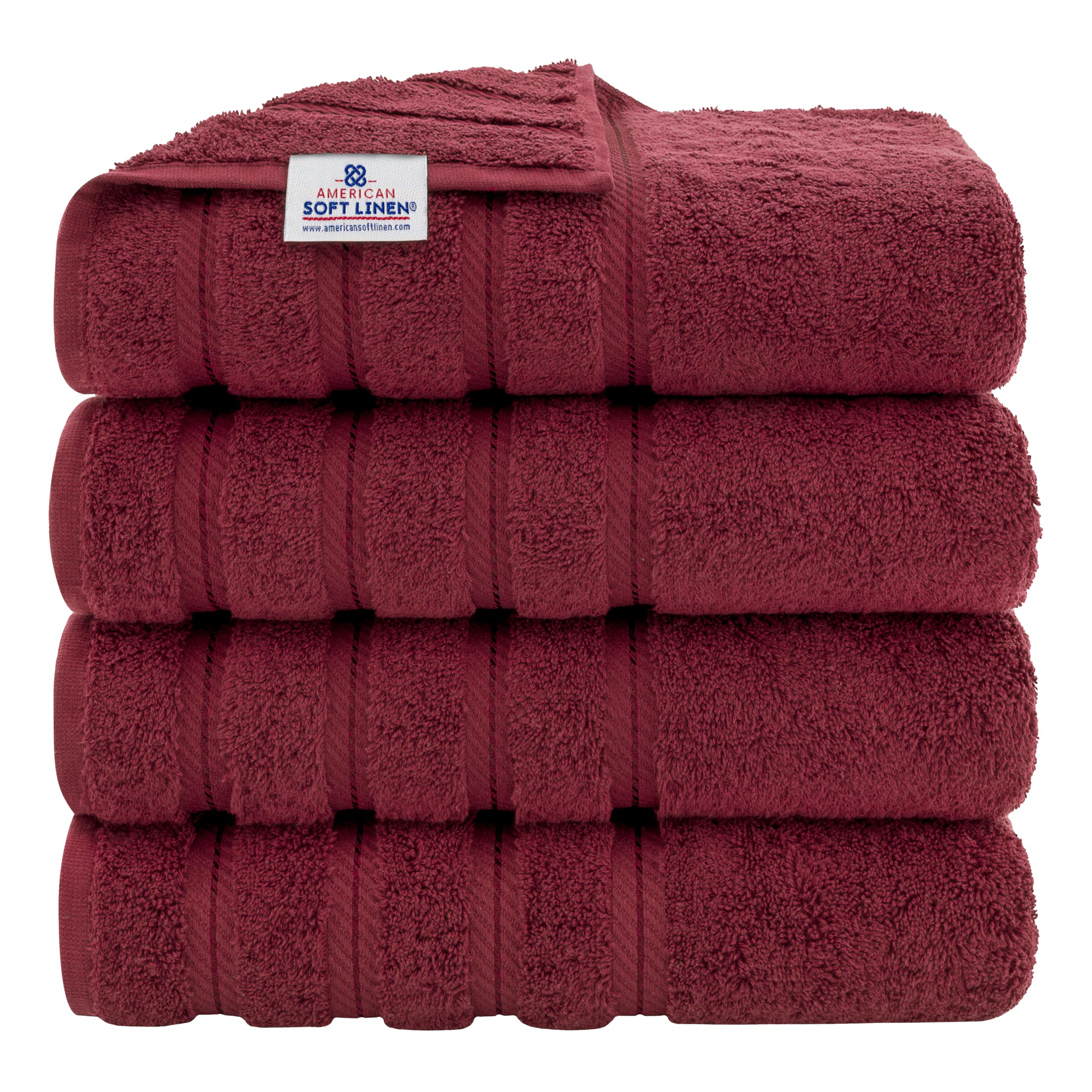 American Soft Linen Luxury 4 Piece Bath Towel Set, 600 GSM 100% Cotton Turkish Bath Towels for Bathroom, 27x54 in Large Bathroom Shower Towels, Dark Gray