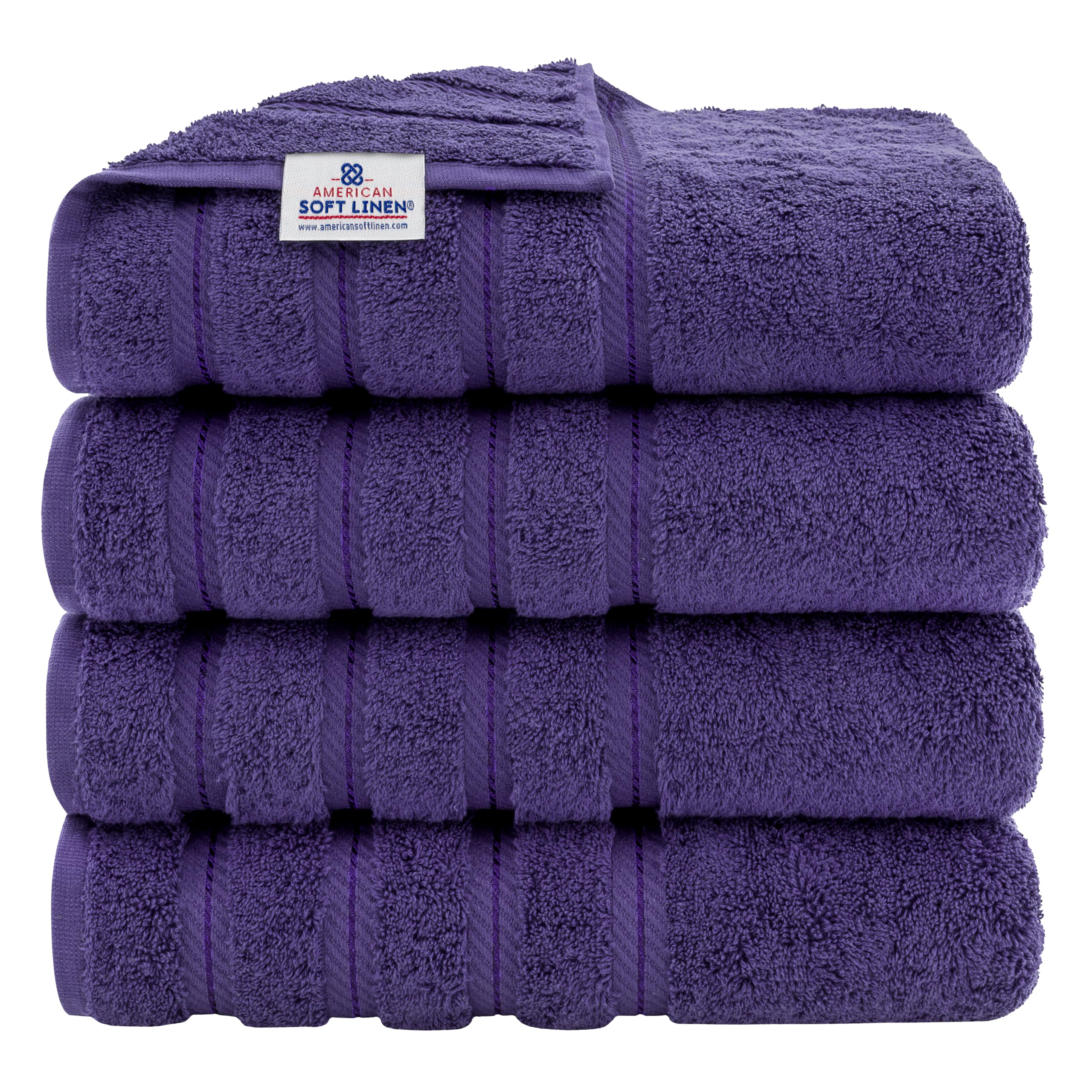 American Soft Linen Luxury 4 Piece Bath Towel Set, 600 GSM 100% Cotton Turkish Bath Towels for Bathroom, 27x54 in Large Bathroom Shower Towels, Dark Gray