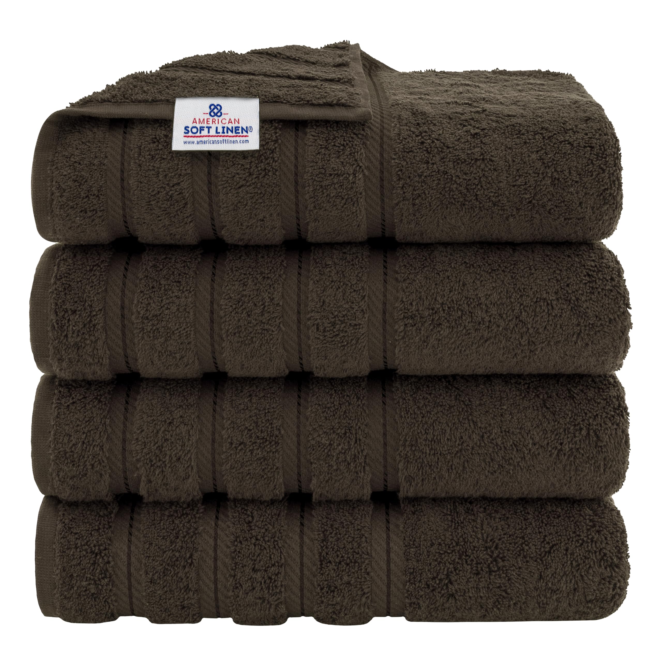 American Soft Linen Luxury 4 Piece Bath Towel Set, 600 GSM 100% Cotton Turkish Bath Towels for Bathroom, 27x54 in Large Bathroom Shower Towels, Dark Gray