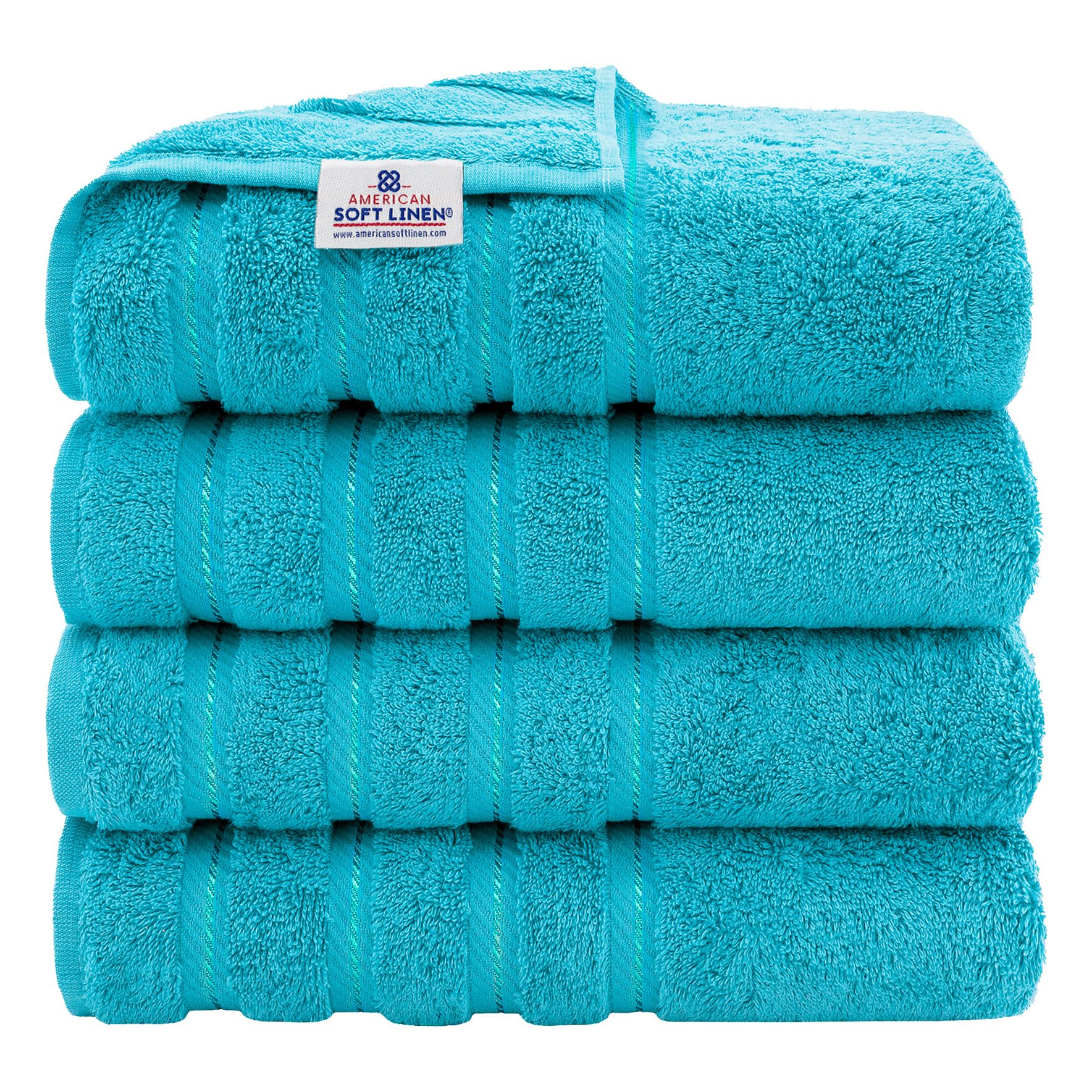 American Soft Linen Luxury 4 Piece Bath Towel Set, 600 GSM 100% Cotton Turkish Bath Towels for Bathroom, 27x54 in Large Bathroom Shower Towels, Dark Gray