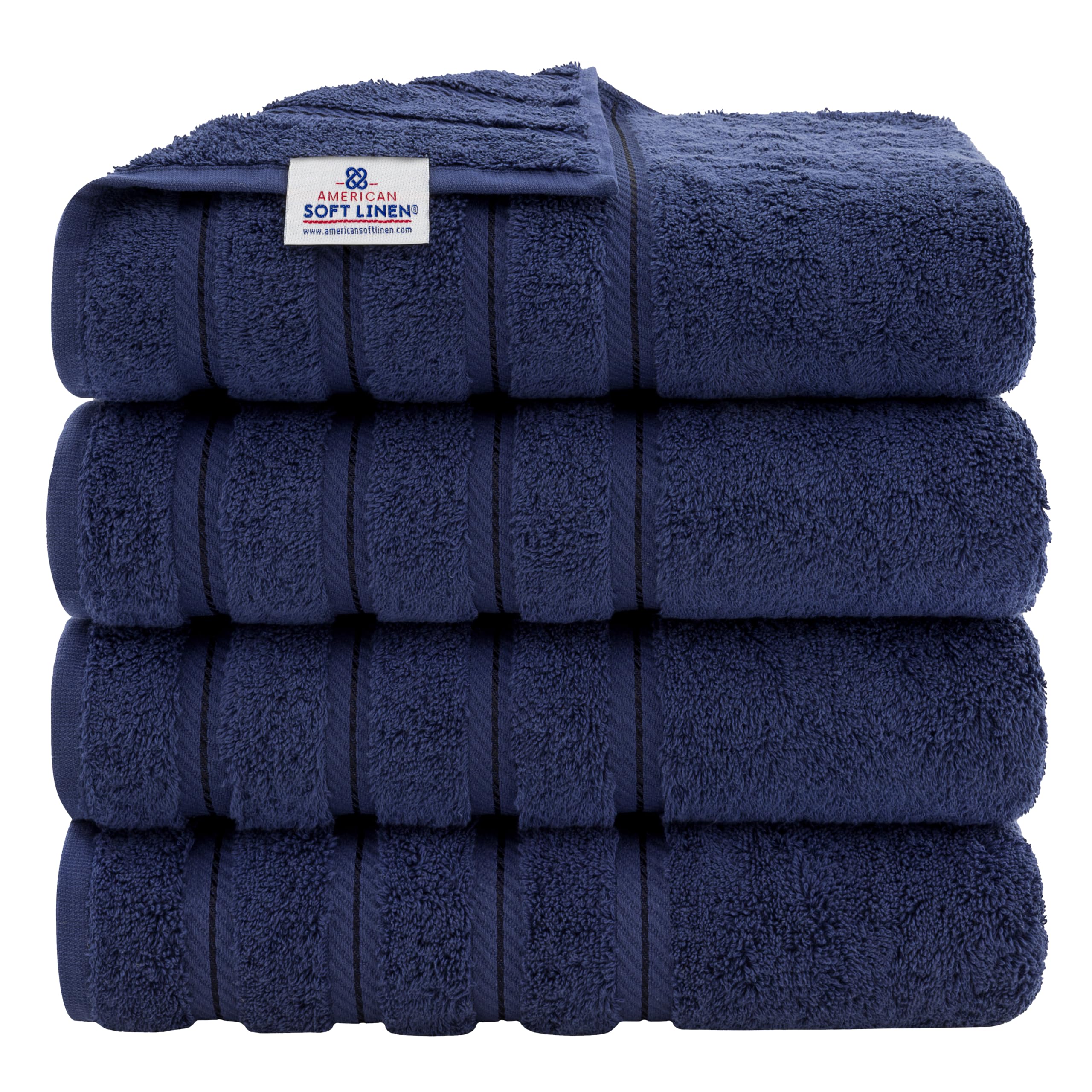 American Soft Linen Luxury 4 Piece Bath Towel Set, 600 GSM 100% Cotton Turkish Bath Towels for Bathroom, 27x54 in Large Bathroom Shower Towels, Dark Gray