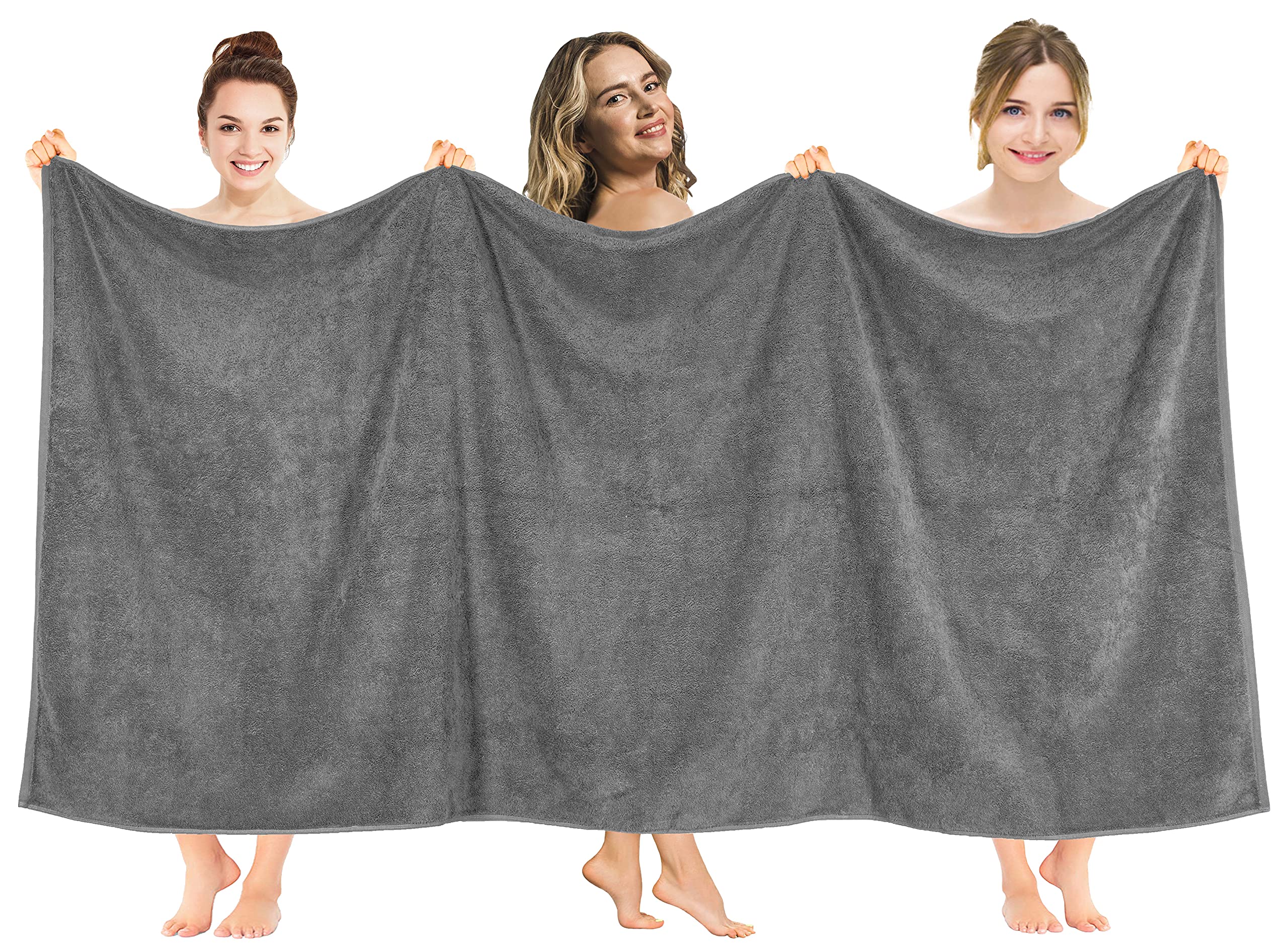 American Soft Linen Luxury 4 Piece Bath Towel Set, 600 GSM 100% Cotton Turkish Bath Towels for Bathroom, 27x54 in Large Bathroom Shower Towels, Dark Gray