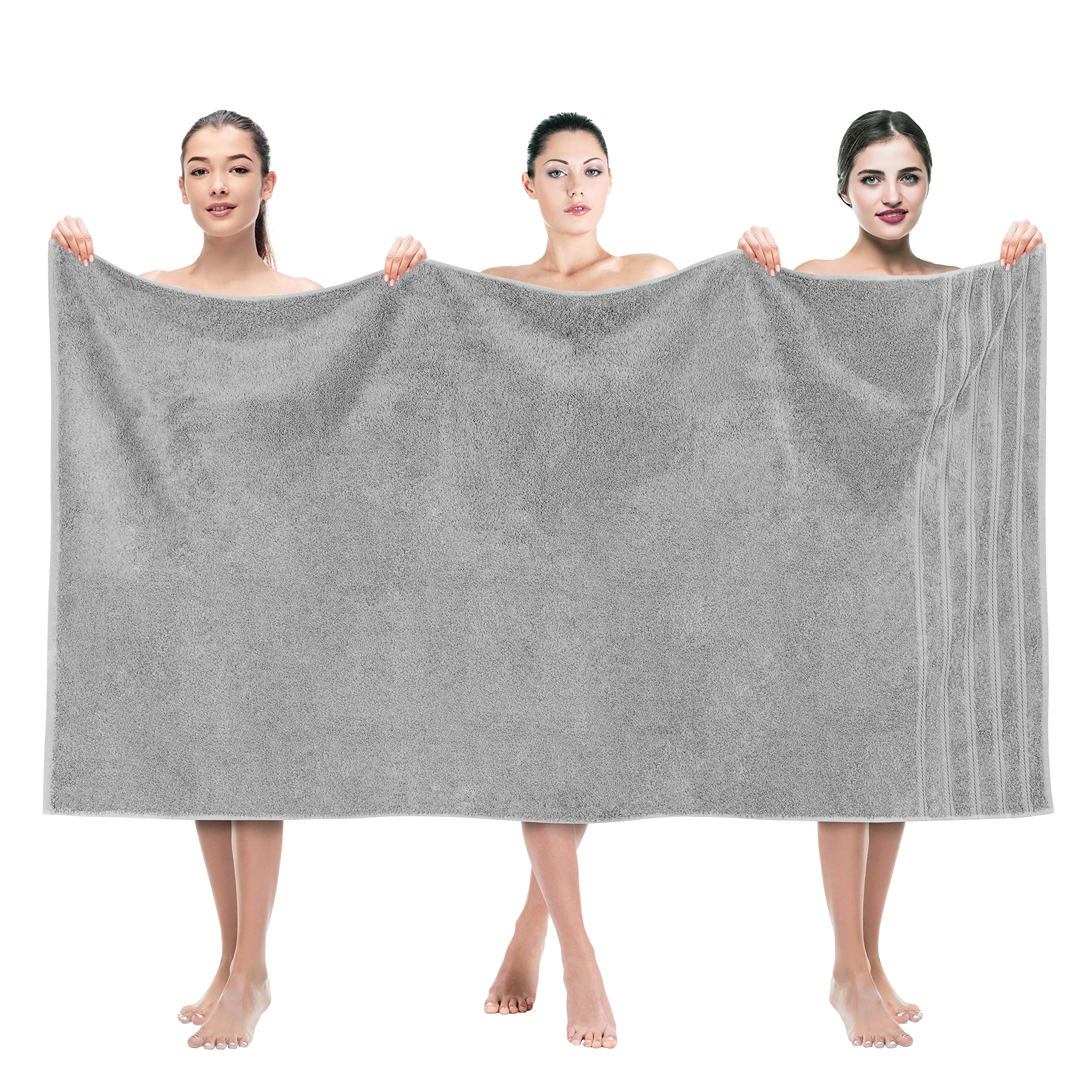 American Soft Linen Luxury 4 Piece Bath Towel Set, 600 GSM 100% Cotton Turkish Bath Towels for Bathroom, 27x54 in Large Bathroom Shower Towels, Dark Gray
