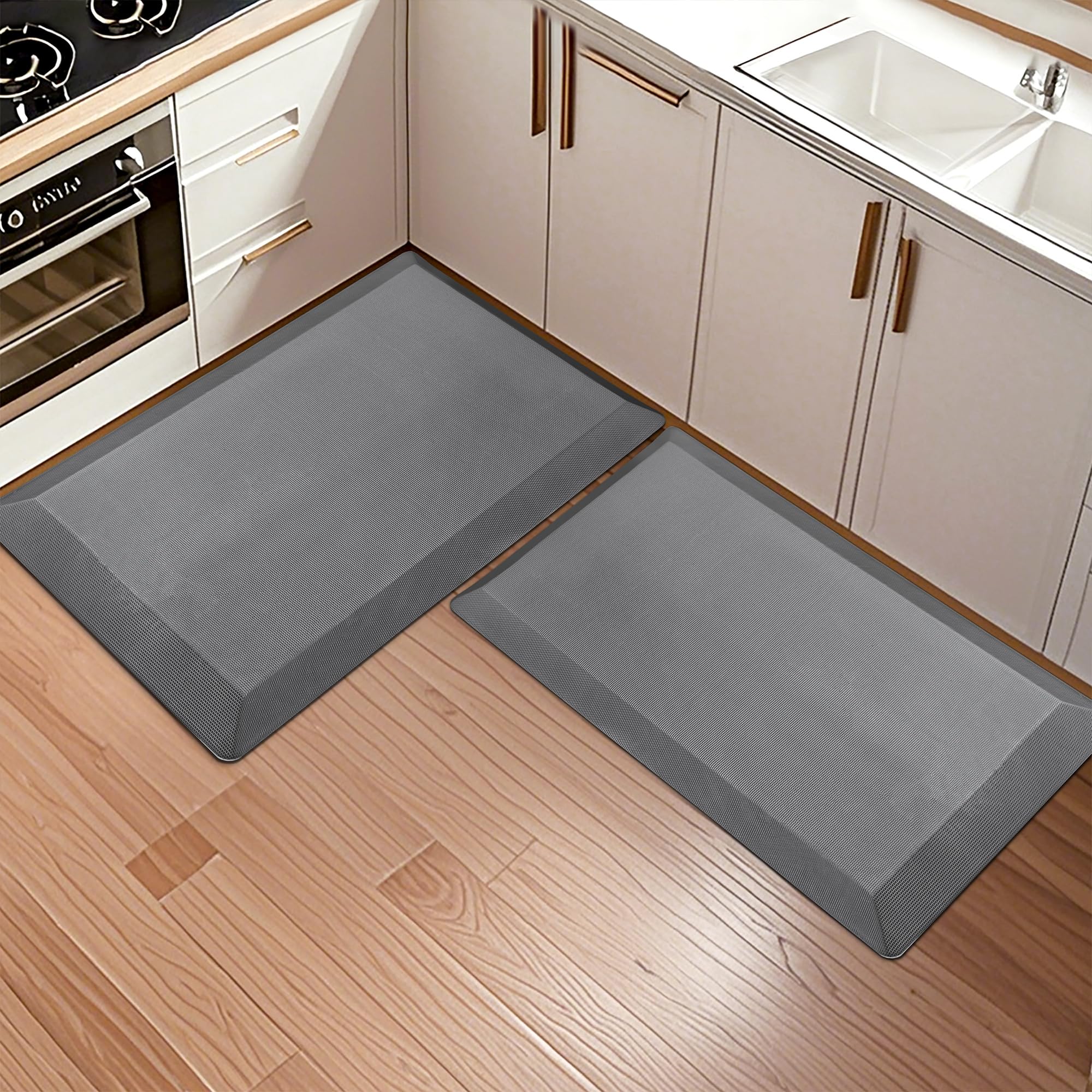Anti Fatigue Kitchen Mats for Floor, 9/10 Extra Thick Cushioned Standing Desk Mat, Comfort Memory Foam Ergonomic Kitchen Rugs and Mats Non-Slip Waterproof for Office, Kitchen, Sink, 20" x 32"