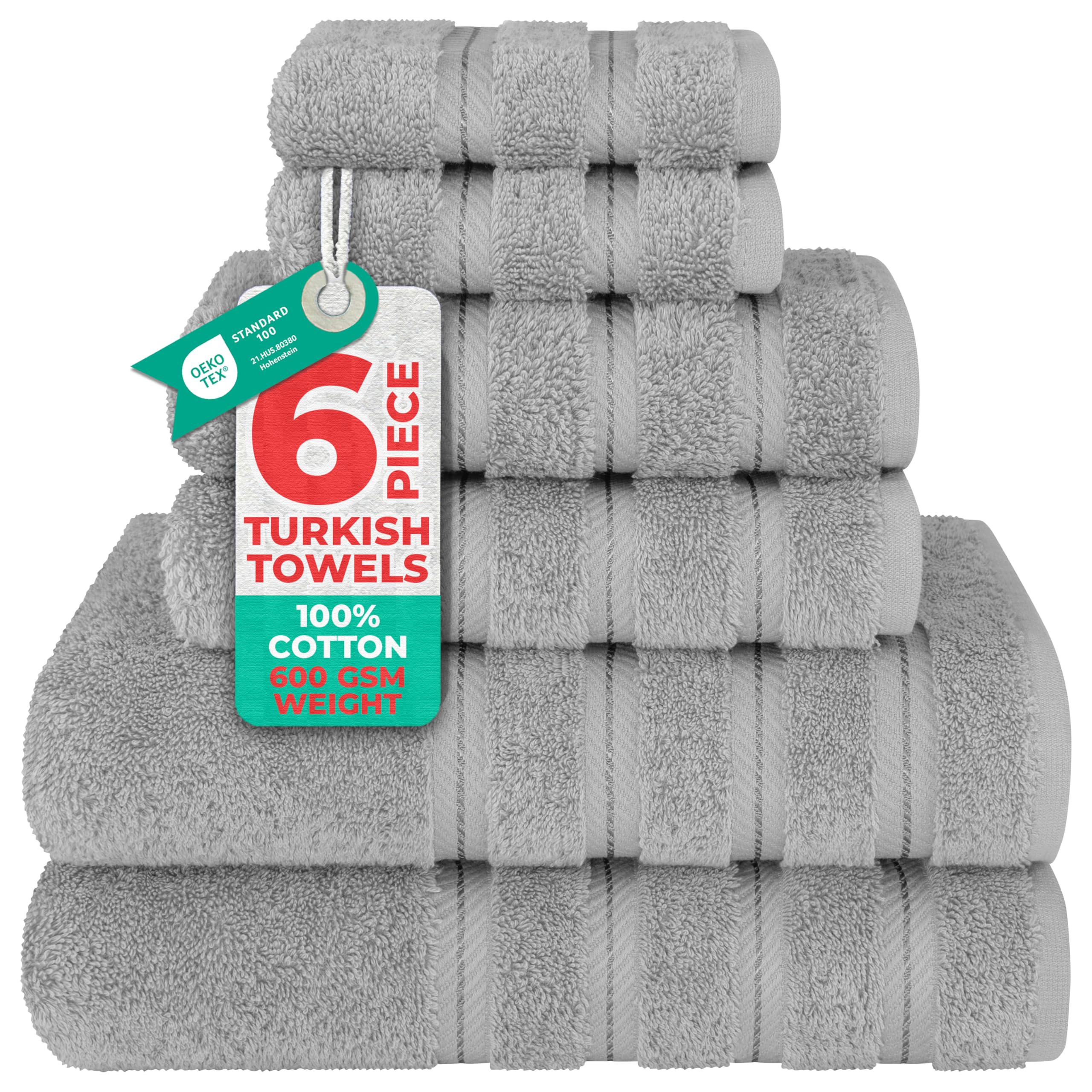 American Soft Linen Luxury 4 Piece Bath Towel Set, 600 GSM 100% Cotton Turkish Bath Towels for Bathroom, 27x54 in Large Bathroom Shower Towels, Dark Gray